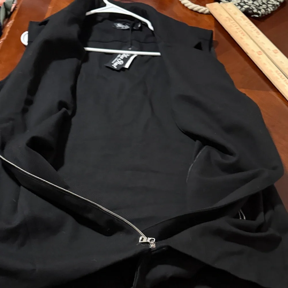 NWT Black Sleeveless moto style Vest with Silver Zippers made in USA L - Picture 7 of 10